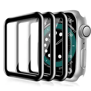 Kính Cường Lực 3D Miếng Bảo Vệ Màn Hình Cho Apple Watch Series 8 7 6 SE 44Mm 40Mm Miếng Dán Viền Đen Bảo Vệ Toàn Diện Cho Đồng Hồ 49M