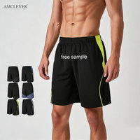 Shorts de basket amples pour hommes AMLClever, color block, taille élastique, longueur genou, pour le streetwear et les tenues de sport décontractées