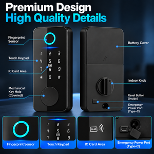 Cerradura Inteligente SINON para Puerta, con Huella Dactilar y Teclado, para Apartamentos y Propiedades de Alquiler, Compatible con TTLock, Bluetooth y Aplicación Tuya, OEM - Product Image 2