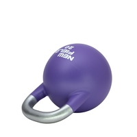 Kettlebells de compétition en acier de 20 kg pour entraînement de force, revêtement poudré violet avec poignée mate sablée et polie électrolytiquement