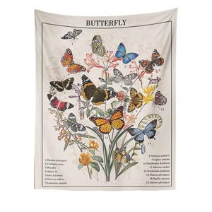Gros Vintage Papillon Vertical Floral Plante <span class=keywords><strong>Tapisserie</strong></span> Tenture Murale pour <span class=keywords><strong>Chambre</strong></span> Dortoir Salon - Product Image 2