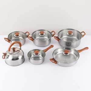 Ensemble de cuisine en acier inoxydable <span class=keywords><strong>moins</strong></span> cher d'usine, comprenant une poêle à frire, une marmite à soupe, une batterie de cuisine, une bouilloire sifflante, 12 pièces, compatible lave-vaisselle - Product Image 4