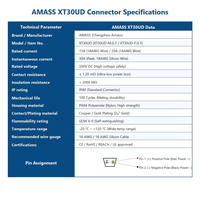 Conector Amass XT30UD de 2 Pines Chapado en Oro de 15A, Enchufe de Cable a Cable de 500VDC para Aeromodelismo, Suministro OEM
