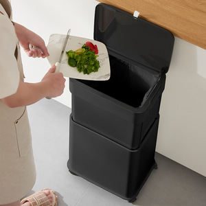 Kitchen Waste <b>Bin</b> Rectangular <b>Large</b> Size With Lid Indoor Use Black Color - Product Image 3