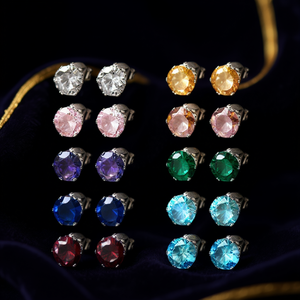 Orecchini a Perno E1170 Blu Zaffiro in Argento 925 con Incastonatura a Castone, Gioielli Classici in Cristallo per Uso Quotidiano Femminile - Product Image 2