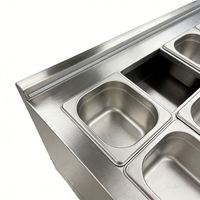 Nouveauté : équipement de cuisine d'occasion pour restaurant, table de travail en acier inoxydable de 1800 mm / réfrigérateur à pizza à deux portes / table de préparation de salades