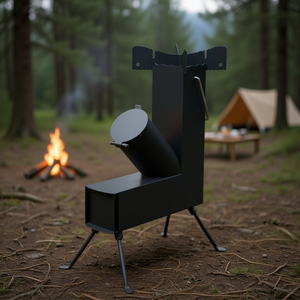 Db Outdoor Camping Rocket Stove Steel Wood Burning Manual Operation 9.44 X 17 X 22 Inches For Picnics <b>Bbq</b> <b>Travel</b> All Seasons - Product Image 2