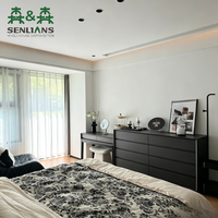 Commode noire à 6 tiroirs au design moderne et profilé SLS pour chambre et salon, 52 pouces de long avec station de charge