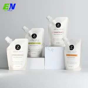 Custom Printing Wit Kraftpapier Stand Up Side Uitloop Shampoo Pouch Verpakking Zak Cosmetische Tuit Zakje Voor Vloeibare