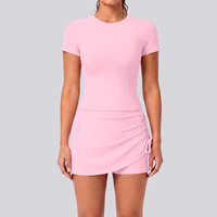 Ensemble jupe de tennis personnalisée Uwell pour femme, haut à manches courtes et jupe, tenue de sport, de golf, d'entraînement, de yoga, ensemble 2 pièces