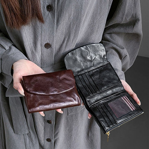 Portefeuille court en cuir véritable pour femme Zenos, porte-cartes pliable rétro et porte-monnaie avec compartiments multi-couches - Product Image 5