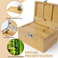 Grande boîte en bambou Serrure à combinaison Style américain durable Multifonction Boîte de rangement décorative Boîtes en bois Grande
