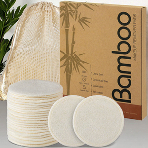 Tampons démaquillants réutilisables en <span class=keywords><strong>coton</strong></span> biologique de <span class=keywords><strong>bambou</strong></span> Meanlove à 2 couches, lavables pour le nettoyage - Product Image 5