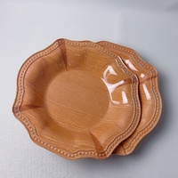 Assiette à fleurs en mélamine incassable de 10 pouces, design bois, sans BPA, qualité alimentaire, pour restaurant, mariage, fête