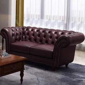 Juego de Sofás de Diseño Clásico, Muebles de Cuero de Lujo, Cómodos para el Hogar, Sala de Estar, Sofá Americano para Casa y Hotel - Product Image 4