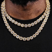 Collier personnalisé en argent sterling 925 avec chaîne tennis et chaîne cubaine, collier tendance pour couple