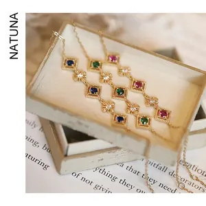 Natuna perhiasan Vintage 925 perak gelang zamrud gelang pasangan 14K berlapis emas gelang zirkon desain untuk wanita