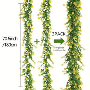 Guirlandes de camélias artificiels 180 cm, fleurs en soie pour décorations de mariage et de maison - Product Image 2