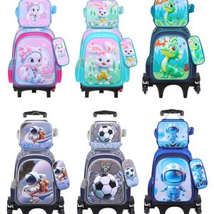 MM <b>Children</b> School <b>Backpack</b> with Trolley Wheels Handle Kids Character Design Laptop Sleeve Durable Polyester Modern Style - Product Image 1