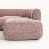 Canapé modulaire incurvé Boucl en mousse nuage, sectionnel avec chaise longue, tissu texturé à bords doux, pour salon moderne, villa, appartement, hôtel