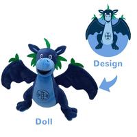 Peluche personnalisée renard noir flamboyant avec détails bleus lumineux pour le merchandising d'IP de jeux et les souvenirs d'Halloween