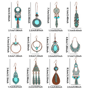 Bohemian Geometric <b>Drop</b> Earrings Alloy Antique <b>Bronze</b> Plated Women's Fashion Dangle Earrings For Casual Wear - Product Image 5
