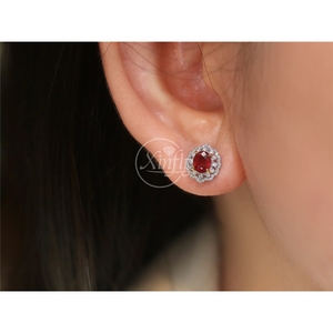 Pendientes Xinfly de Oro Puro 18k Au750 con Rubí Natural de Mozambique de 1.1ct y Diamantes de 0.24ct, Joyería de Moda - Product Image 4