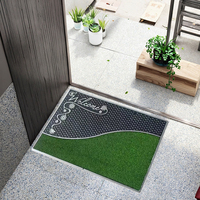 Machine d'entrée de maison moderne en PVC résistant à la corrosion tapis de porte rectangulaire en caoutchouc antidérapant fin imprimé animal puzzle motif maison