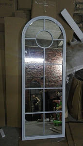 Ingresso moderno telaio in ferro finestra arco specchio di lunghezza del pavimento pieno con la parte superiore arrotondata espelhos decorativos - Product Image 6