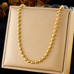 Fashion Design Oval Ball Chain Gold Plated Clavicle Necklace For Women Gift - Product Image 1