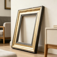 Cadre photo rustique brun foncé effet vieilli avec bordure décorative pour peinture à l'huile faite à la main