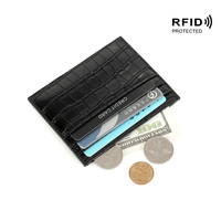 Casing Kartu Logo Kustom Dompet Cuero Hadiah Promosi Pemegang Kartu Kredit ID Kulit Buaya Asli