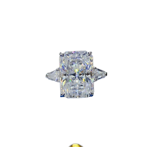 Anillo de Tres Piedras de Moissanita Delicado, Chapado en Platino, Plata S925, Joyería Fina, con Engaste Clásico de Puntas, 5g, Tishya Diamond Trendy - Product Image 4