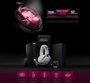 <span class=keywords><strong>Auriculares</strong></span> para Juegos VGN Siren V2 Tri-Mode, 53 mm, Sonido Envolvente 7.1, ENC, Micrófono Dual, 2000 mAh, 250H, Baja Latencia, <span class=keywords><strong>Auriculares</strong></span> Inalámbricos para PC, PS5, <span class=keywords><strong>Xbox</strong></span> - Product Image 3