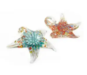 Starfish Lampwork Mặt Dây Handmade Bên Trong Hoa Kính Mặt Dây Chuyền 54X50X19Mm 12 Cái/hộp 618