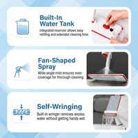 Serpillère plate en microfibre avec réservoir d'eau, essoreuse automatique, panier en plastique, manche en aluminium, tampon réutilisable pour sols domestiques
