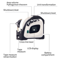 Écran LCD rechargeable Ruban à mesurer laser numérique Règle en acier de 5m Ruban à mesurer laser de 40m Outil de mesure intelligent 3 en un