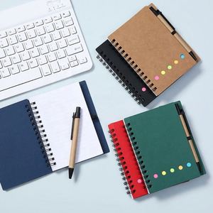 Personalized 4.5\" X 5.5\" Spiral Notebook Kraft Paper Cover Sticky <b>Notes</b> Colored Tabs Promotional Wholesale Gift for Pen Users - Product Image 4