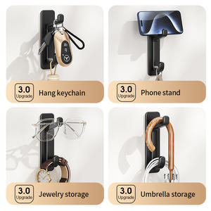 Crochets muraux rectangulaires noirs robustes, lot de 5, pour cuisine, salle de bain, porte, porte-manteau - Product Image 4