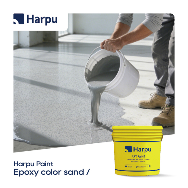 Garage Self-Leveling Colored Sand Epoxy Liquid Coating Anti-Slip Marble Effect High-Gloss & Waterproof