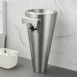 Évier conique sur pied moderne en acier inoxydable 304 avec drain, lavabo <span class=keywords><strong>de</strong></span> luxe autoportant pour salle <span class=keywords><strong>de</strong></span> bain, hôtel, bar, KTV, usage commercial et artistique - Product Image 5