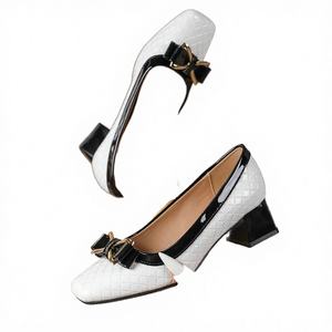 Zapatos de Tacón Bajo de 4.5cm para Mujer, Diseño Formal de Verano, Cómodos, con Punta Cuadrada, de Charol, con Lazo, Estilo Slip-On - Product Image 3