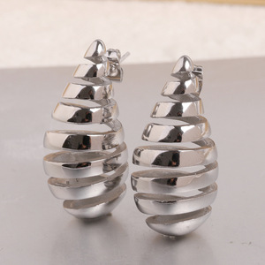 Fashion <b>Stud</b> Earrings 17MM Teardrop Hollow Geometric Stainless Steel Gold <b>Silver</b> Party Women's Jewelry - Product Image 3
