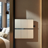 Interrupteur mural MGA Champagne Goud, interrupteur lumineux Champagne Gold, logo personnalisé pour hôtel, maison, 3 gangs, 1 voie avec indicateur LED
