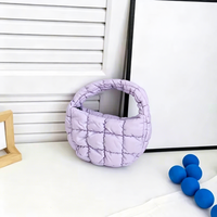 Sac mini matelassé en nylon léger et durable pour femme, style vintage tendance, avec fermeture éclair, portable