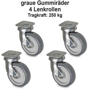 Transportroller Für 600x400mm Eurobehälter, Offenes Deck, 4 Lenkrollen, Graue Gummiräder, Gelb - Product Image 3