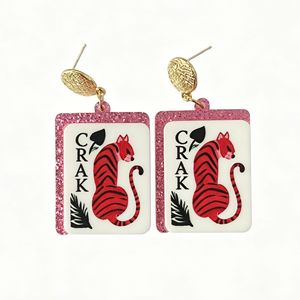 New Trendy Creative <strong>Quirky</strong> Mahjong square <strong>Earrings</strong> Cartoon Patterns Personalized Women Acrylic <strong>Earring</strong> - Product Image 5
