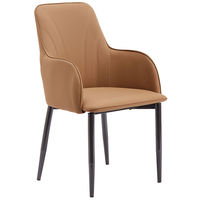 Chaise de salle à manger ergonomique contemporaine en cuir PU rembourrée, structure solide, pieds en fer robustes, mousse haute densité pour la maison et le bureau