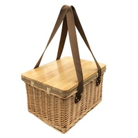 Panier rond fait main de haute qualité avec fermeture à glissière et refroidisseur à l'intérieur cadeau promotionnel WCB001 panier isotherme pique-nique en osier écossais