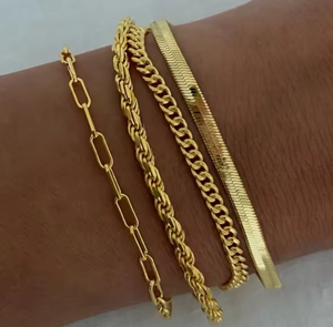 महिला आकस्मिक अवसर सहायक के लिए सोने की प्लेटेड स्टेनलेस स्टील स्टैकिंग मिमी क्यूबन लिंक इनलेट - Product Image 2